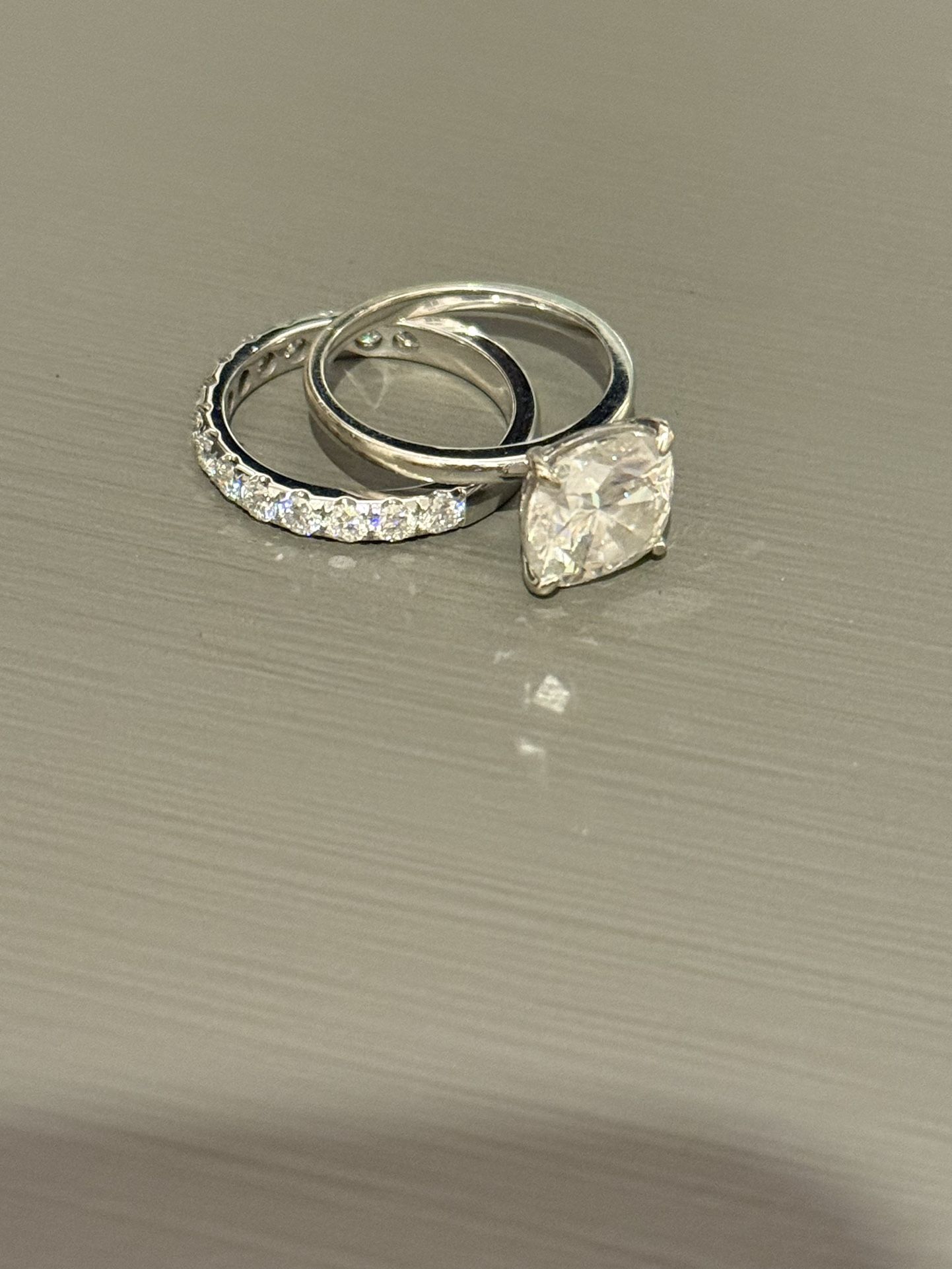 Gorgeous 4 Carat Cushion Moissanite Ring Set In 14 K Gold
