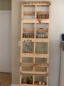 Hand made pallet shelving