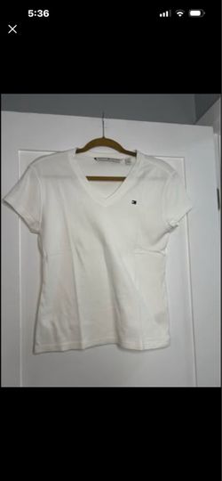 Tommy Hilfiger Women's Heritage V-Neck Tee - White - Size Large