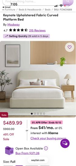 Cream Velvet Bed Frame and Mattress (Full)