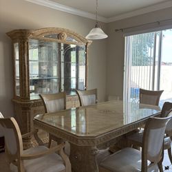 6 piece dining table set with china cabinet 