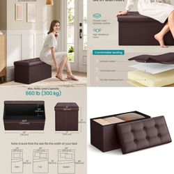 30 in Folding Storage Ottoman Bench, Ottoman Foot Rest, End of Bed Bench, Storage Chest, Load 660 lb, for Living Room, Bedroom, Entryway
