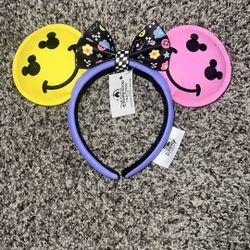 DisneyParks Pink Yellow Loungefly Y2K Minnie Mouse Ears Mickey Headband Ears