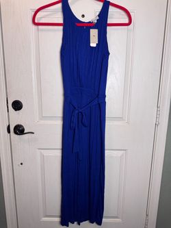 Brand New! Tommy Bahama Slub Knit Crop Jumpsuit Blue Sapphire Size M