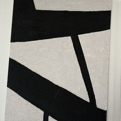 Large Black And Ivory Textured Canvas Wall Art 