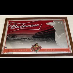 BUDWEISER ORIOLES BAR MIRROR LARGE MINT