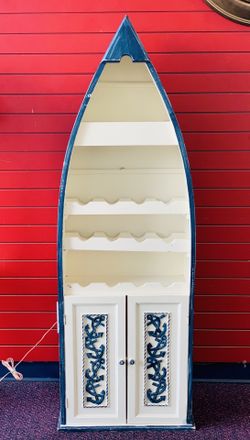 Wooden Boat Shaped Nautical Wine Rack