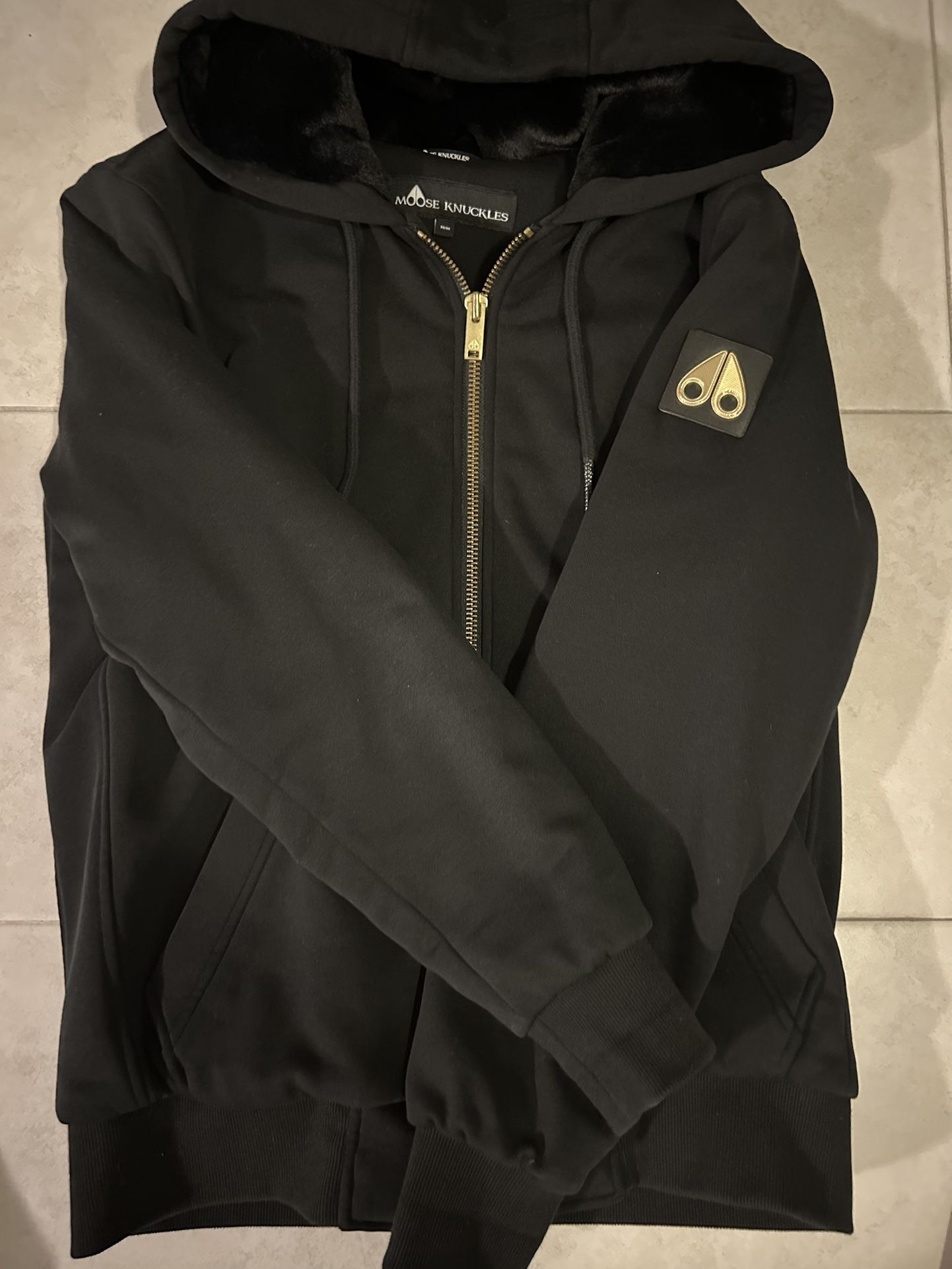 Moose Knuckles Black Zip-Up Hoodie Jacket