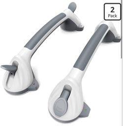 2 Pack 16.5" Suction Grab Bars for Showers with Visual Safety Indicator, No-Drill 4mm Thickened Handicap Shower Handle for Seniors, Non-Slip Bathroom 