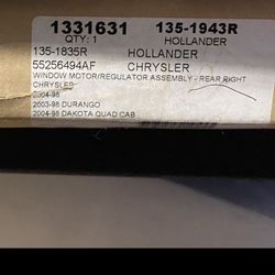 98- 04Dakota Quad Cab Window Regulador Rear Right