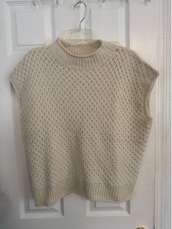 Oatmeal Lightweight Pattern Knit Mock Turtleneck Sweater | Size Large