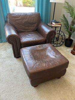 Leather couch loveseat and chair