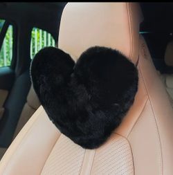 Cute Plush Heart Headrest Pillows (2) Blk