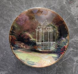 Thomas Kinkade May Lilac Gazebo Simpler Times Plate COA Bradford Exchange