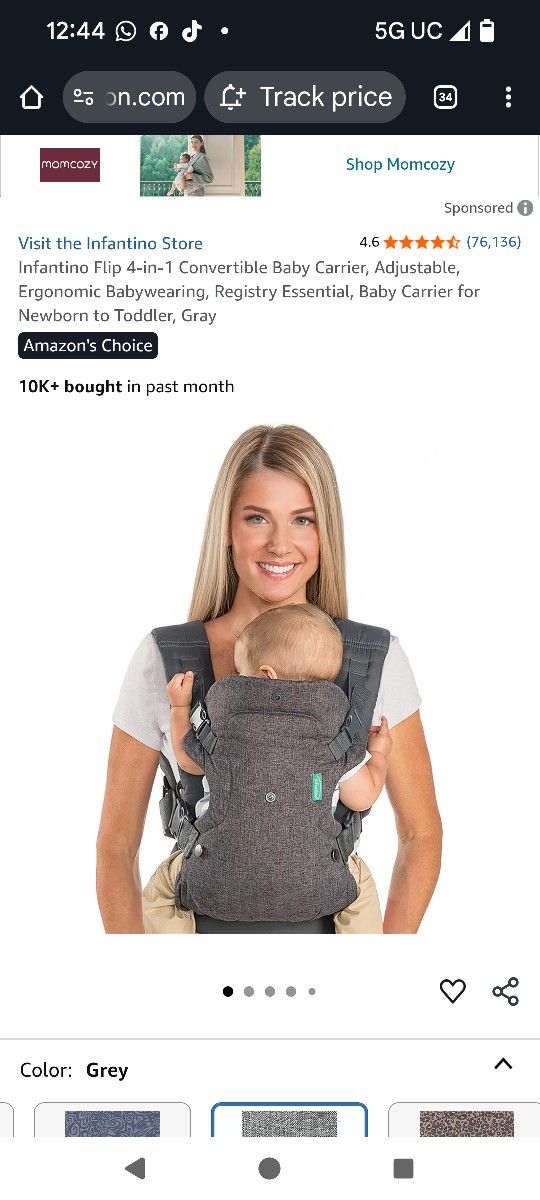 Infantino 4 In 1 Baby Carrier Gray