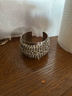 Silver-Tone Chain Mesh Cuff Bracelet