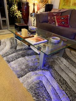 Glass, Marble and Metal Coffee Table