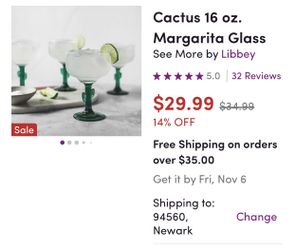 7 Margarita Glasses Never used.