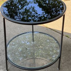 Two-Tier Gray Glass Table