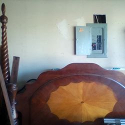 Cherry Wood Queen  Rectangle All Around Bed Frame 