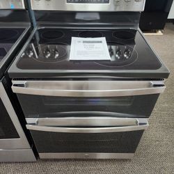 30 in. Burner Element Free-Standing Double Oven Electric Range in Stainless Steel with Convection and Air Fry