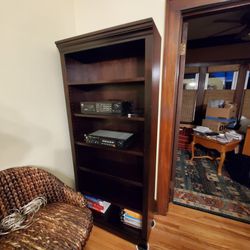 Matching Cherry Bookcases W Five Shelves 