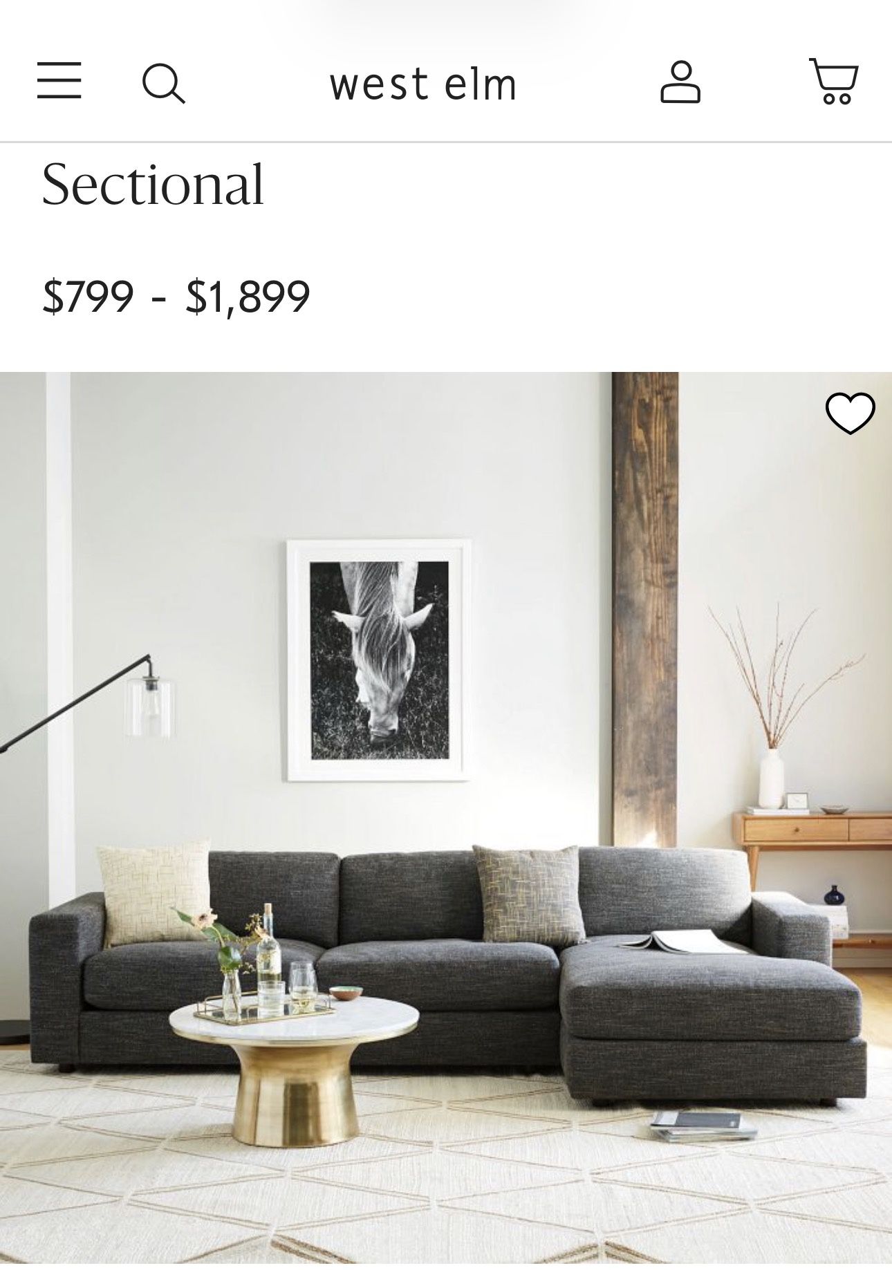 West Elm 2 Piece Sectionals Couch