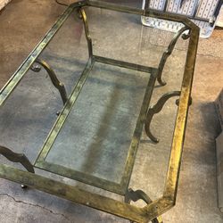 Glass Topped Metal Coffee Table