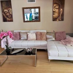 White Glam Sectional Sofa 
