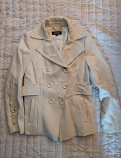 Guess Cream Double-Breasted Pea Coat (medium)