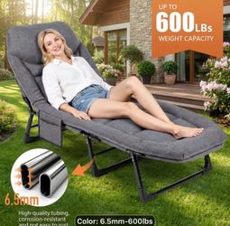 New in box! Gray 71 Inch Adjustable Folding Recliner with comfortable mattress with built in Headrest - 71 inches