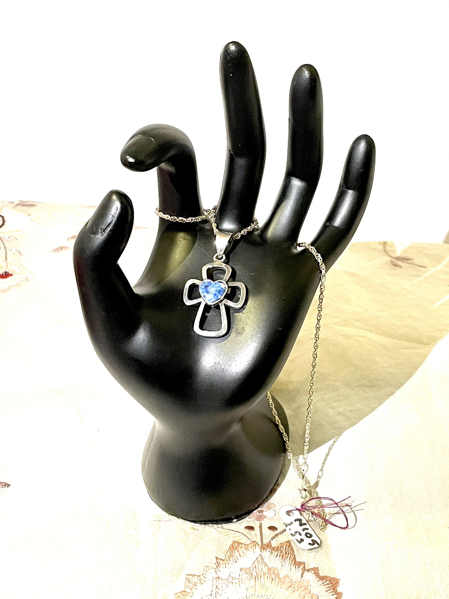 Sterling Thailand Religious Heart Necklace.