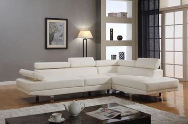 White leather sectional