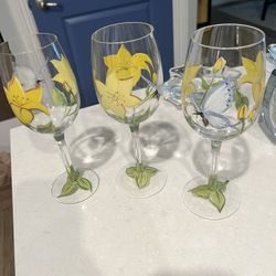 6 Hand painted Glasses