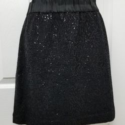 Loft Black Sequin Short Skirt S