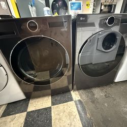 LG Frontload Washer and Dryer Set in Gray (Electric Ventless Dryer)