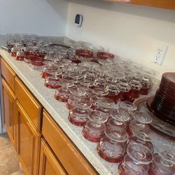 Antique Ruby Red Thumbprint Glass $3 Each 