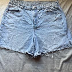 American Eagle White Blue Jean Shorts Size 14 (summer)