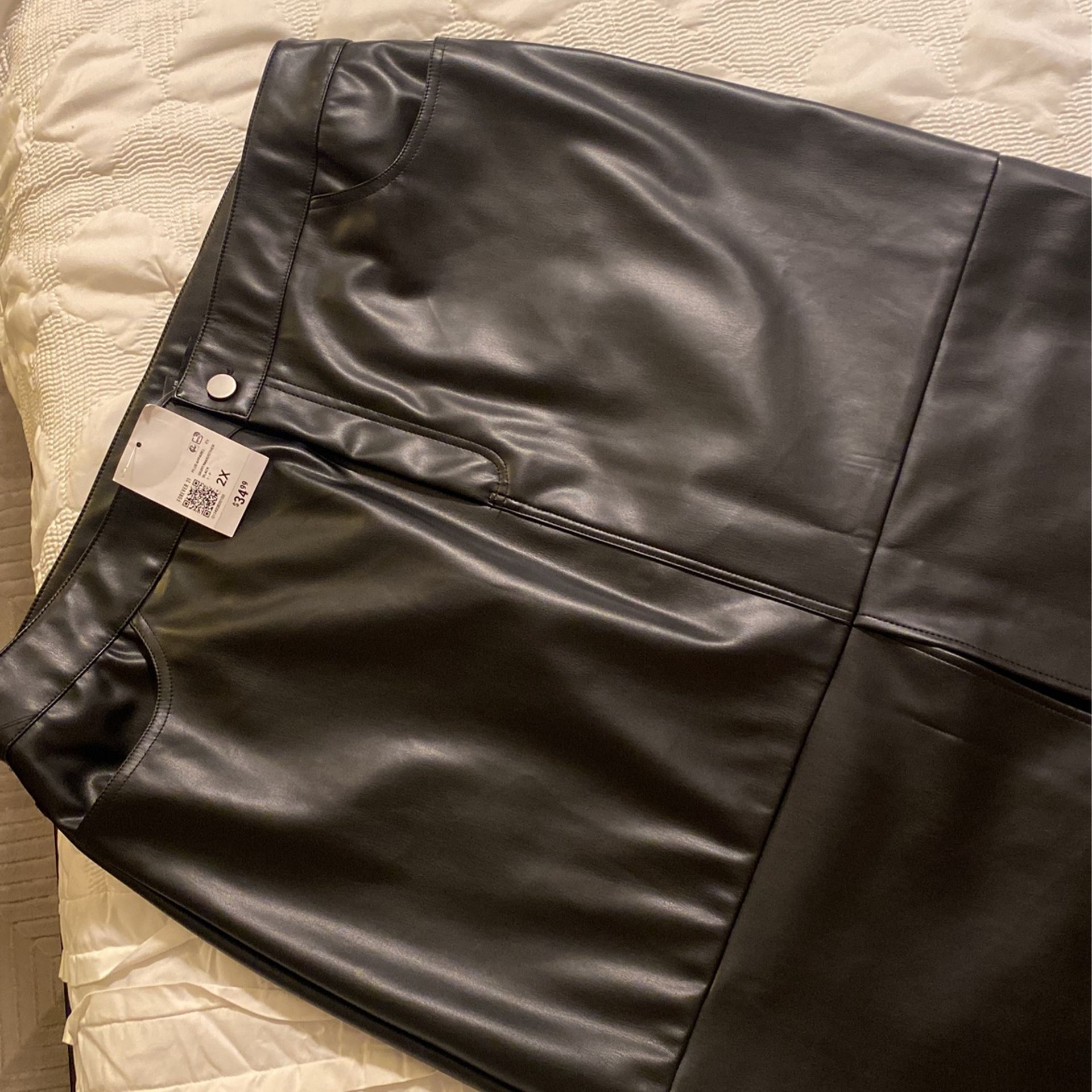 Black Long Leather Skirt 