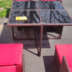 Patio Table With Hideaway Chairs And Cushions