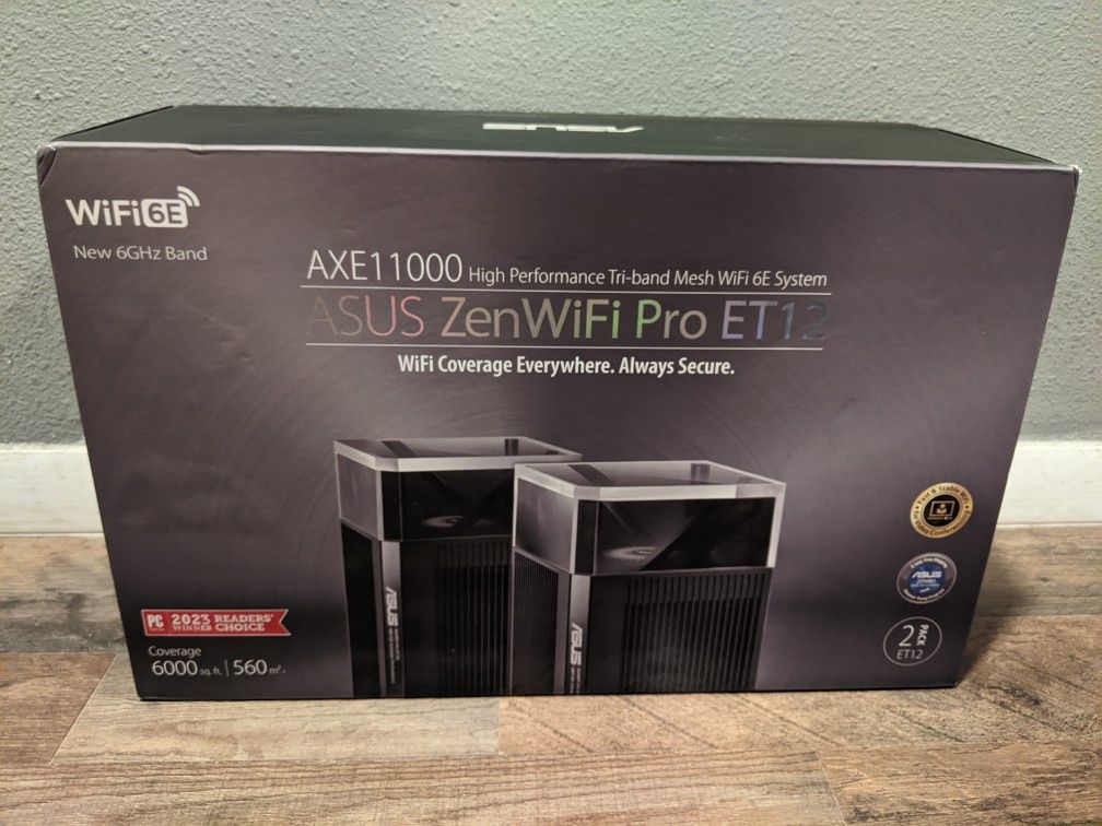 ASUS ZenWiFi Pro ET12 (2 Pack) AXE11000 Tri-Band WiFi 6E AiMesh Router, 2.5Gbps Ports