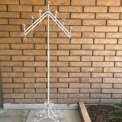 French Country Floor Metal Candelabra with Plant Hooks