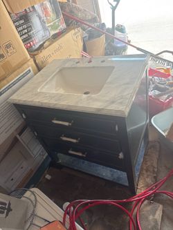 Vanity with marble top Navy blue never used brand new
