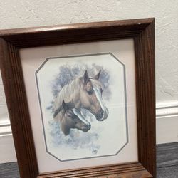 Vintage Framed And Signed Doris Scott Nelson Horses “Mare And Foal” Art Print Painting 