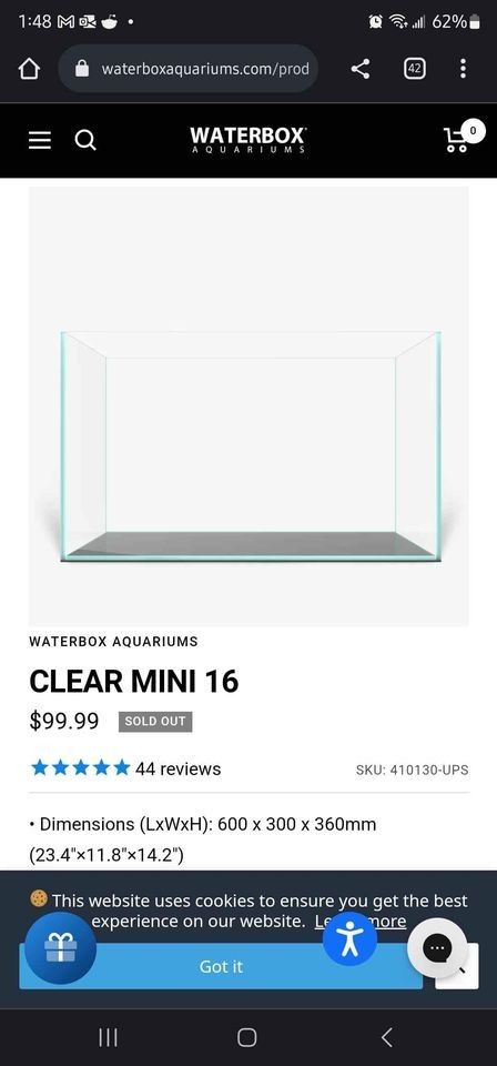 Waterbox CLEAR mini 16 Gallon aquarium