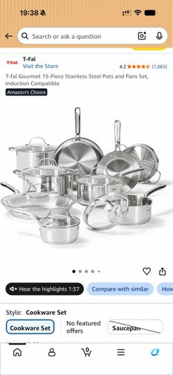 T-fal 15pc Stainless Steel