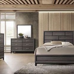 Queen Bed Frame, Dresser, Mirror And Nightstand 