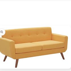 65" W Loveseat Sofa, Mid Century Modern Decor Love Seat Couches for Living Room, Button Tufted Upholstered Small Couch for Bedroom, Solid and Easy to 