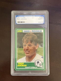 89 Score Dallas Cowboys Troy Aikman Graded Rookie Card 