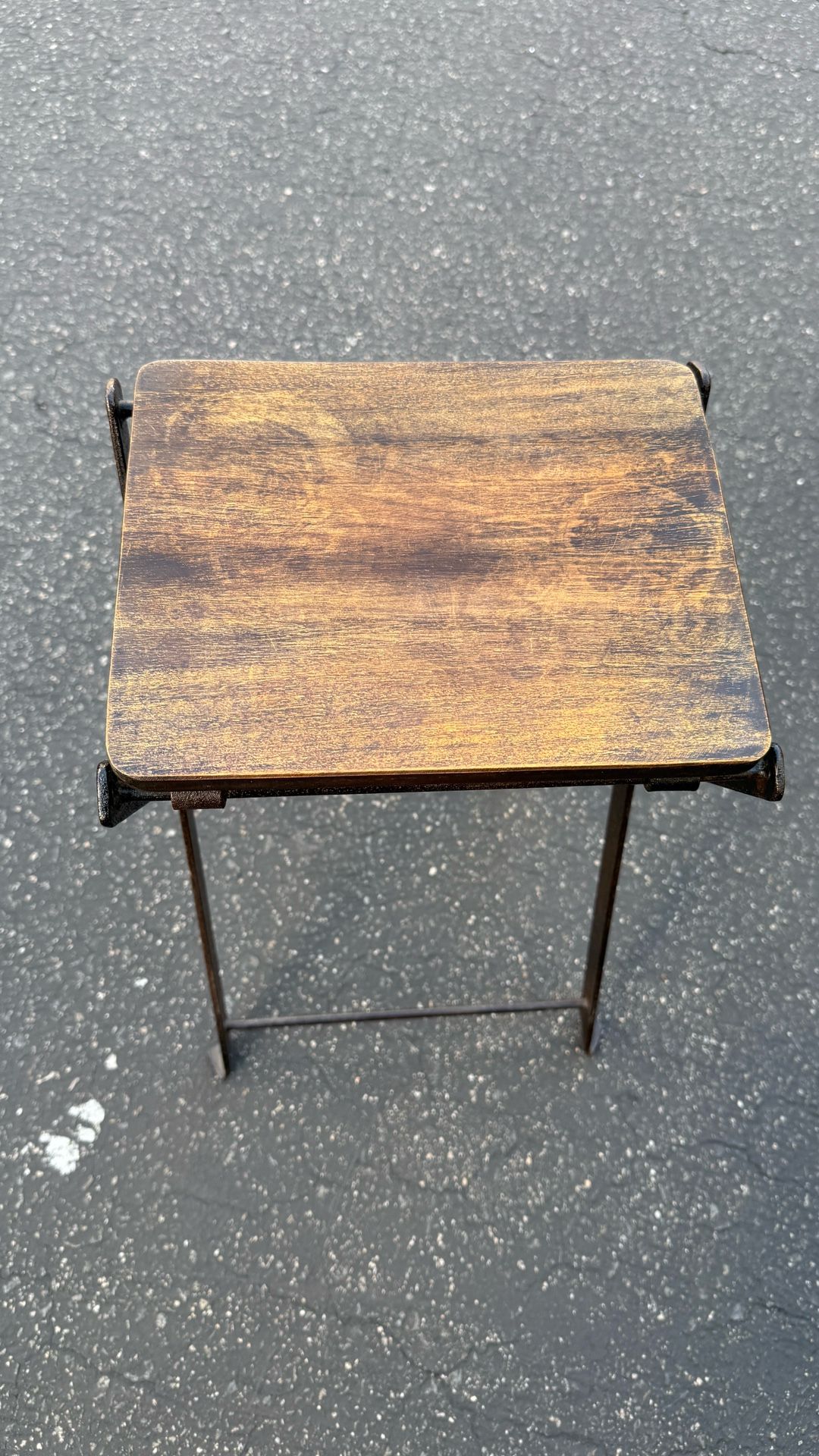 Industrial Folding Side Table / Stool – Wood & Metal